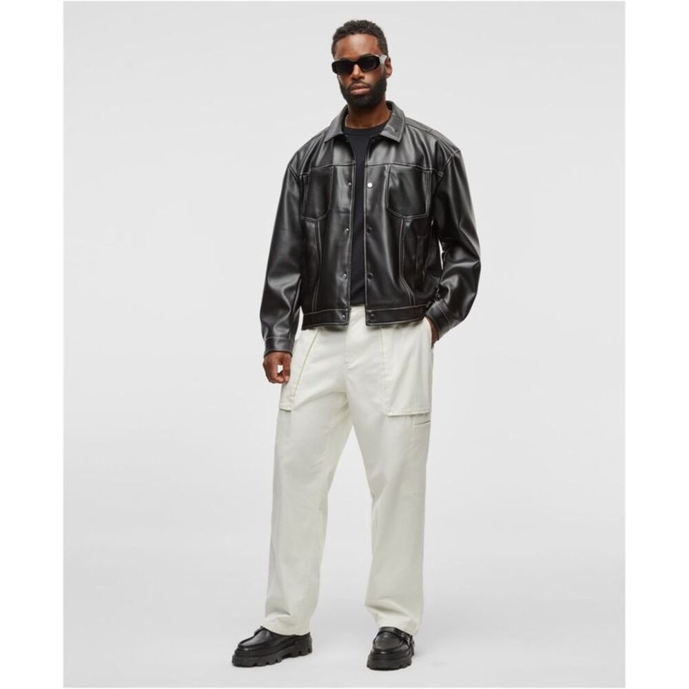 Mode Of One Mens Relaxed Faux-Leather Jacket, NWT